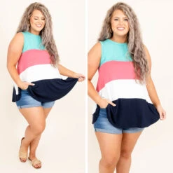 Sailboat Dreams Tank, Mint-Coral Multi -Beyond Basics 10 1d330117 9795 4b67 8df2 12d02990b31b