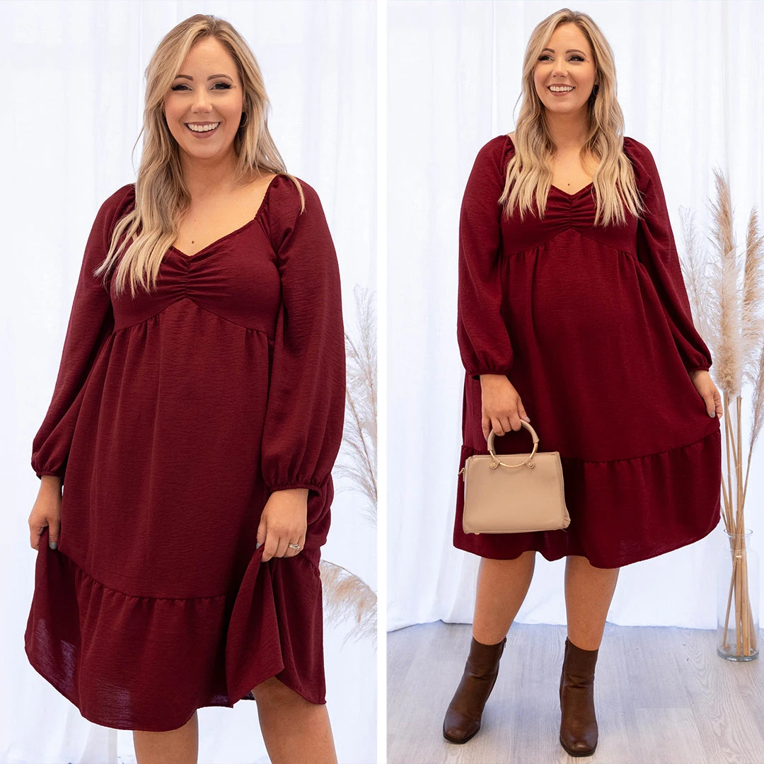 Back Where It Started Dress, Wine 8 Back Where It Started Dress, Wine - Image 6