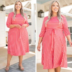 Holding Hands On The Boardwalk Dress, Coral -Beyond Basics 13 db299c3b a5f9 4676 af9d c68829dca217