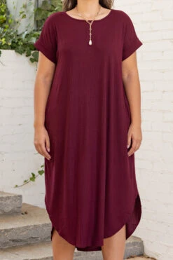 Here We Go Again Dress, Burgundy -Beyond Basics 1B7A7944 Edit
