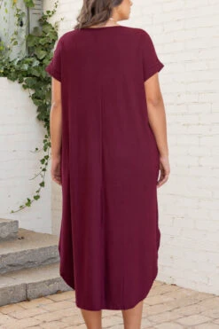 Here We Go Again Dress, Burgundy -Beyond Basics 1B7A7945 Edit