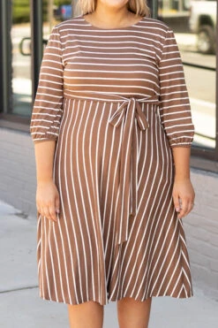 Holding Hands On The Boardwalk Dress, Taupe -Beyond Basics 1B7A8768