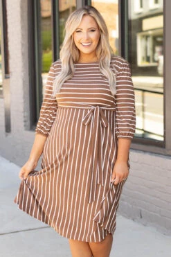 Holding Hands On The Boardwalk Dress, Taupe