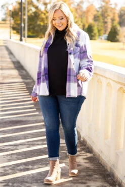 Pretty Girl Anthem Shirt Jacket, Violet -Beyond Basics 1I5A8328 Edit