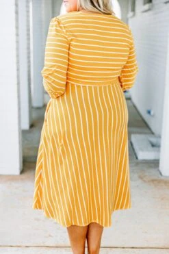 Holding Hands On The Boardwalk Dress, Mustard -Beyond Basics 373A7578 Edit