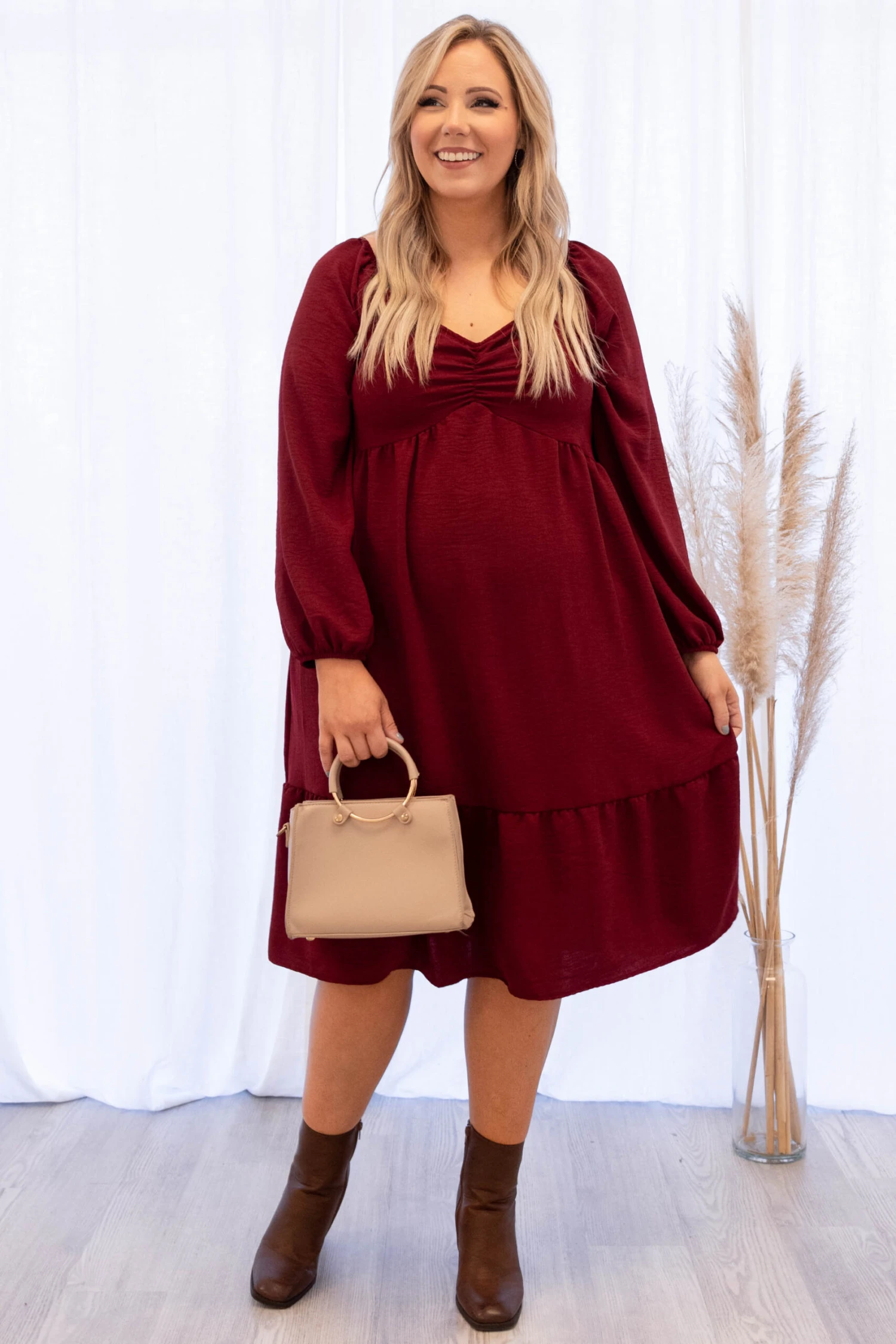 Back Where It Started Dress, Wine 5 Back Where It Started Dress, Wine - Image 3