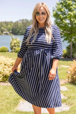 Holding Hands On The Boardwalk Dress, Navy