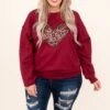 Leopard Heart Sweatshirt, Garnet -Beyond Basics 7 22 12762 Edit