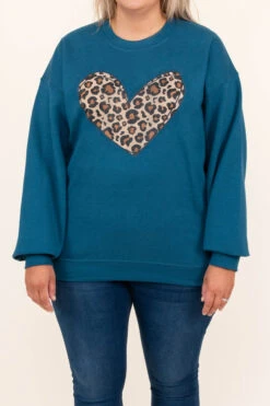 Leopard Heart Sweatshirt, Blue -Beyond Basics 8 17 13810 Edit