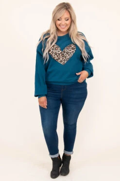Leopard Heart Sweatshirt, Blue -Beyond Basics 8 17 13812 Edit