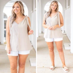 Grace Of My Style Top, Taupe-Ivory -Beyond Basics 8 05b986bc 40a1 4277 aec1 7b61fbdd4813