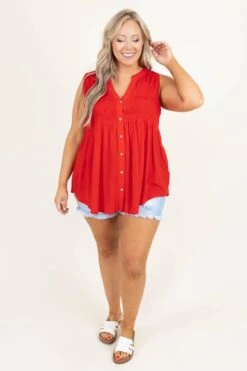 A Summer To Remember Top, Tomato Red -Beyond Basics ASummerToRememberTop TomatoRed 9715