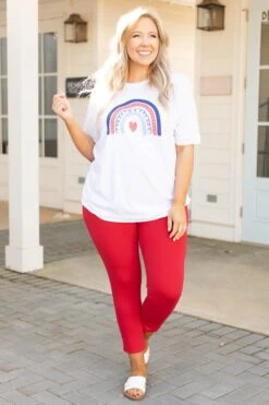 Business Lady Pants, Red -Beyond Basics AmericanRainbowTee White 5541