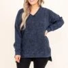 Come On Over Pullover, Blue Gray Mineral Wash