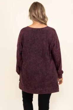 Come On Over Pullover, Dark Burgundy Mineral Wash -Beyond Basics ComeOnOverPullover DarkBurgundyMineralWash 8693