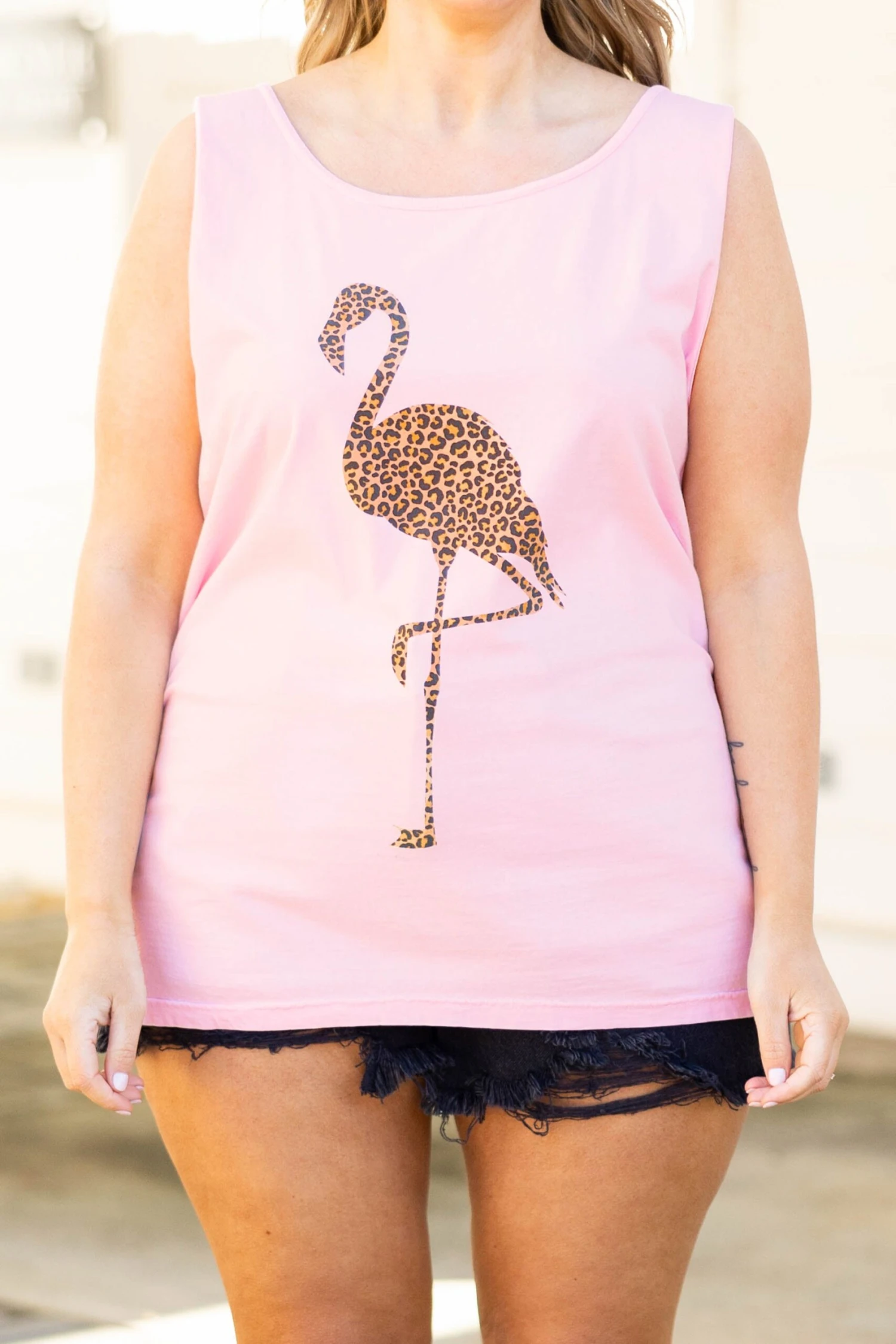 Comfort Colors: Leopard Flamingo Tank, Blossom 6 Comfort Colors: Leopard Flamingo Tank, Blossom - Image 4
