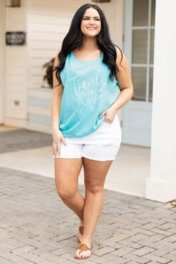 Comfort Colors: Travel Often Tank, Lagoon -Beyond Basics ComfortColors TravelOftenTank Lagoon 0124