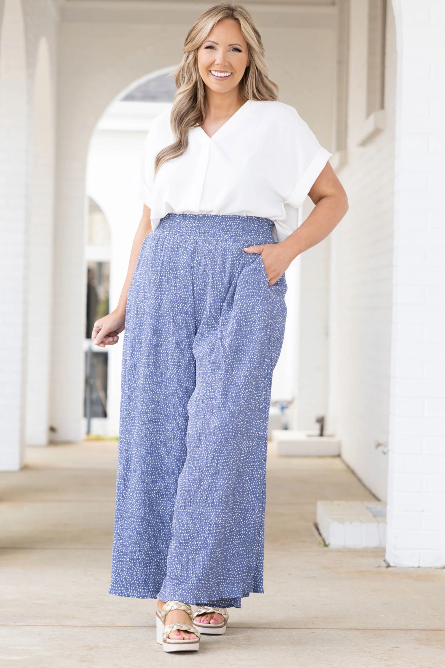 Cute And Comfortable Pants, Blue Dotted 4 Cute And Comfortable Pants, Blue Dotted - Image 2