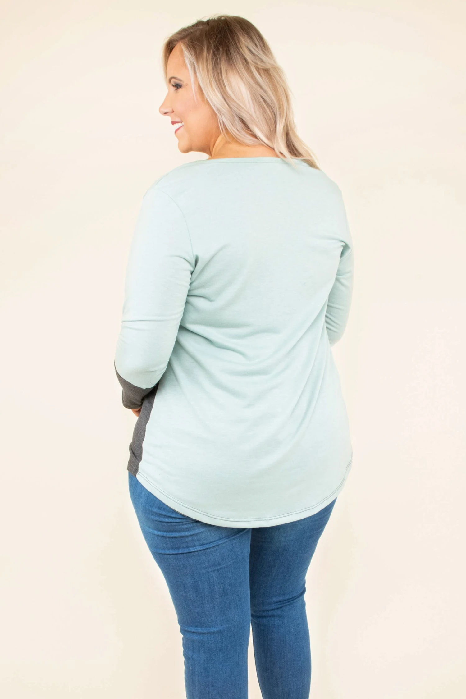 Blocked Off Top, Sage-Charcoal 6 Blocked Off Top, Sage-Charcoal - Image 4