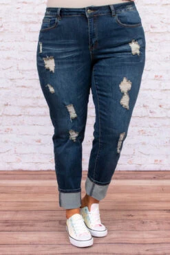 Arriving In Style Boyfriend Jeans, Dark Wash -Beyond Basics DSC 5546