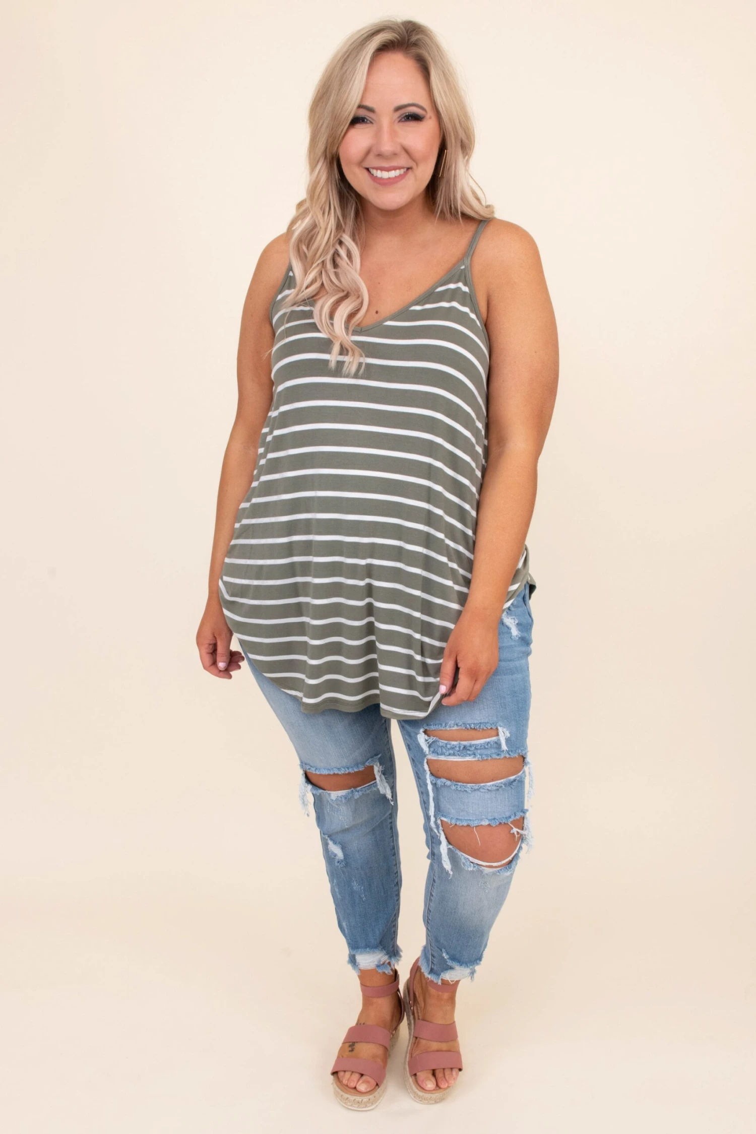 Toes In The Sand Tank, Light Olive 4 Toes In The Sand Tank, Light Olive - Image 2