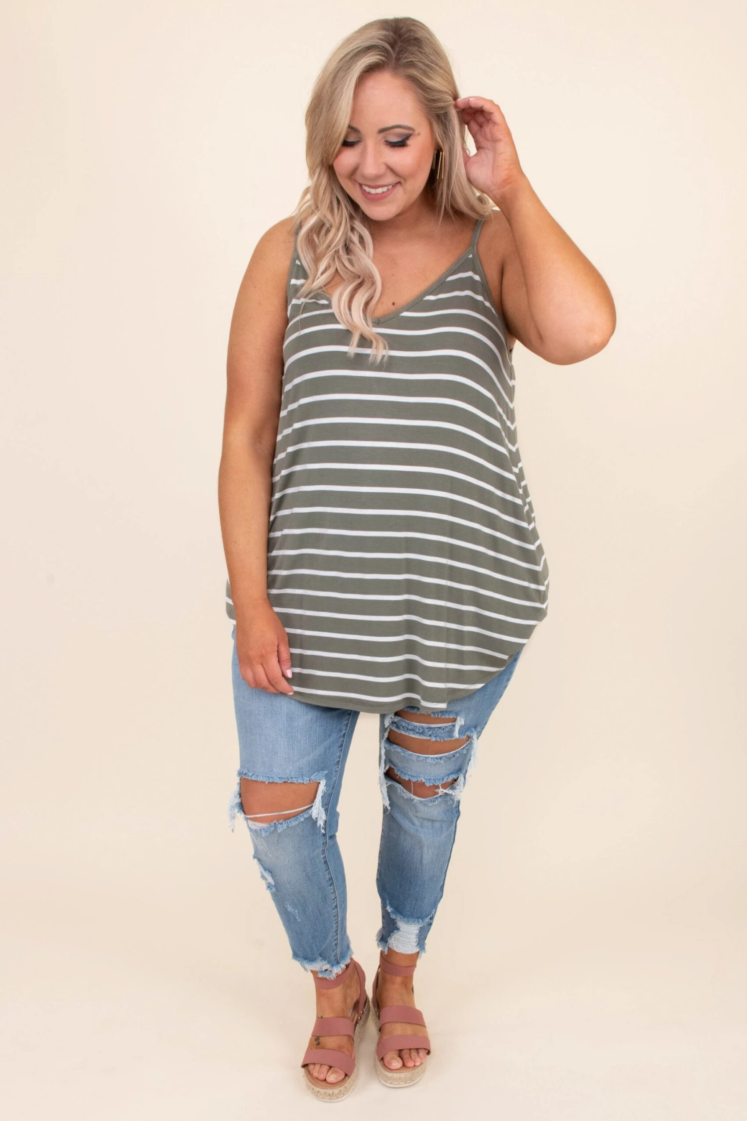 Toes In The Sand Tank, Light Olive 5 Toes In The Sand Tank, Light Olive - Image 3