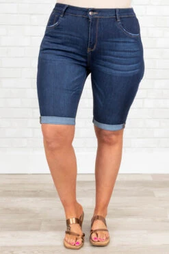 Don't Call Me Angel Jean Shorts, Navy Blue -Beyond Basics Don tCallMeAngelJeanShorts NavyBlue 0005