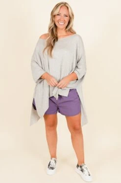 Feeling Motivated Shorts, Lilac Grey 14 Feeling Motivated Shorts, Lilac Grey -Beyond Basics FeelingMotivatedShorts LilacGrey 1