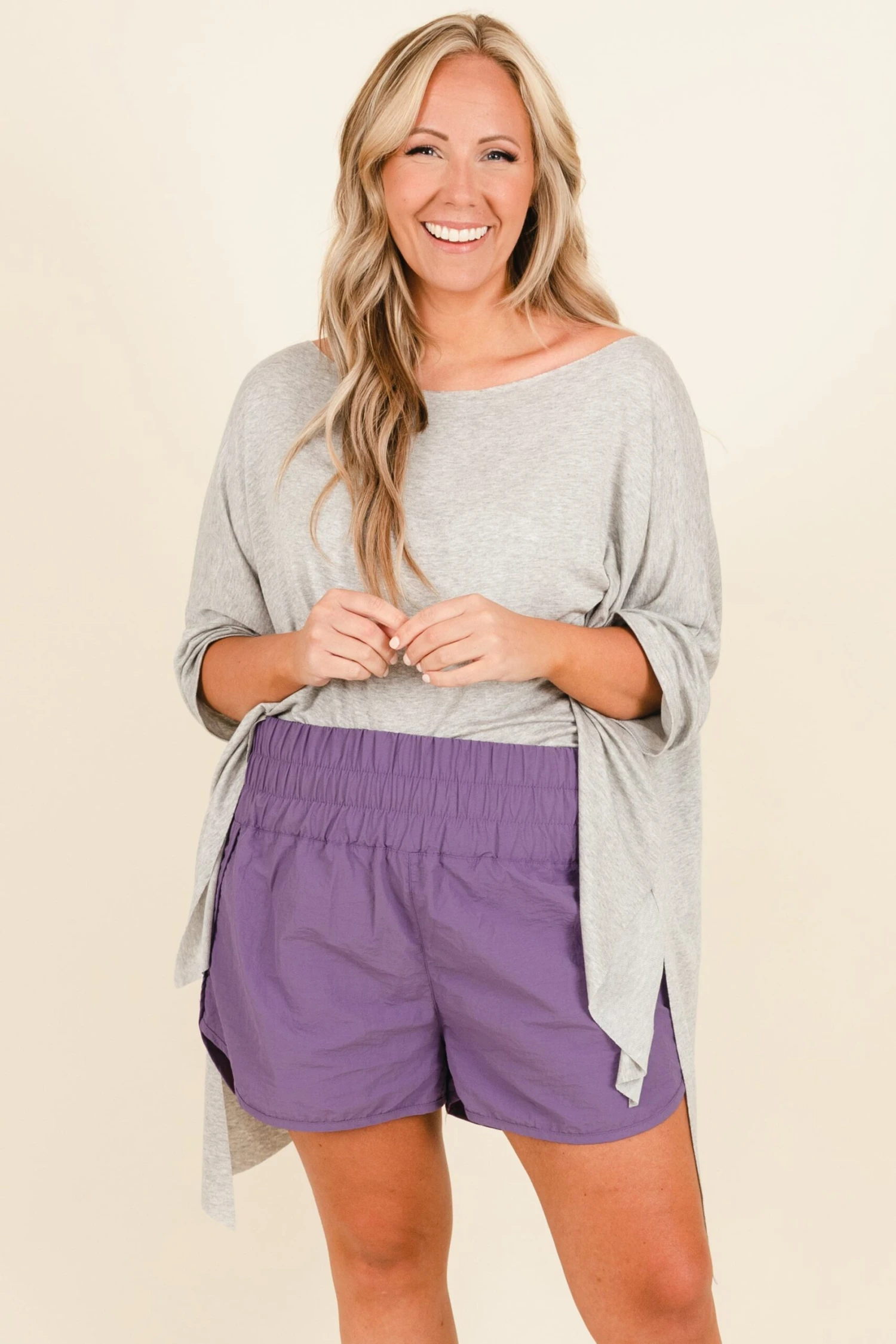 Feeling Motivated Shorts, Lilac Grey 4 Feeling Motivated Shorts, Lilac Grey - Image 2