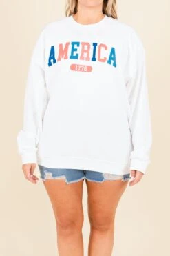 For Freedom Sweatshirt, White -Beyond Basics ForFreedomSweatshirt White 2