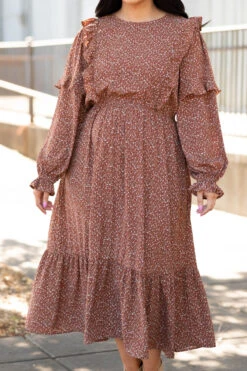 Garden Of My Dreams Dress, Brown -Beyond Basics GardenOfMyDreamsDress Brown