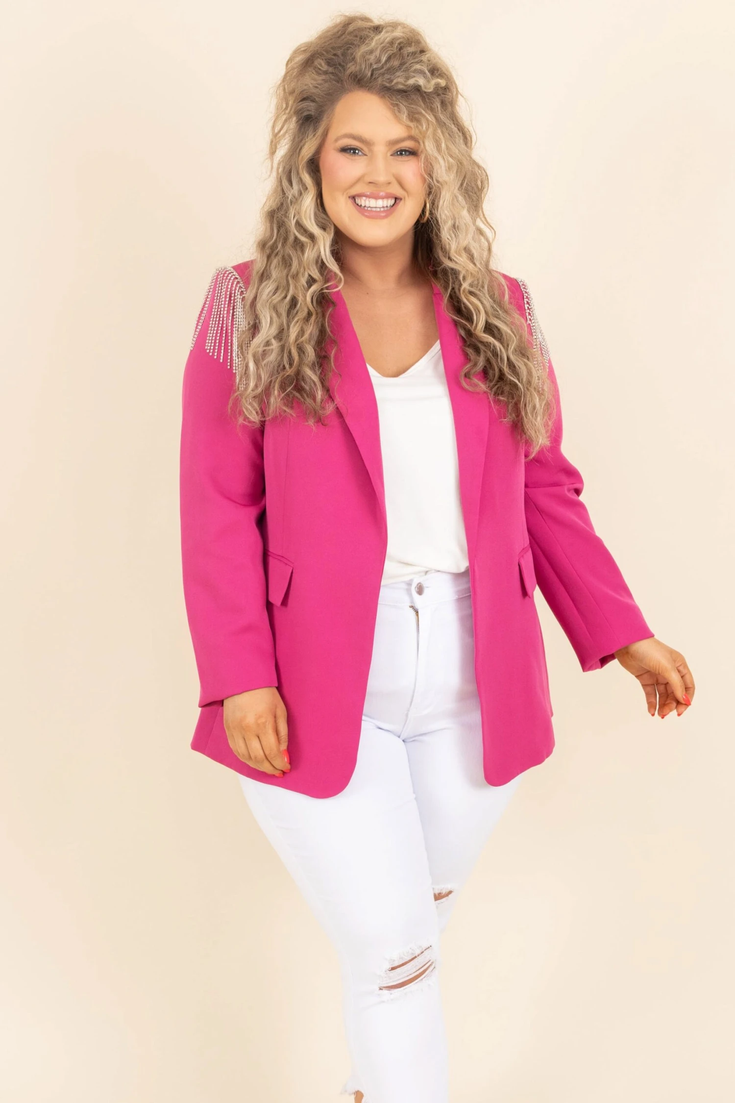 Glam And Glitz Blazer, Hot Pink 3 Glam And Glitz Blazer, Hot Pink