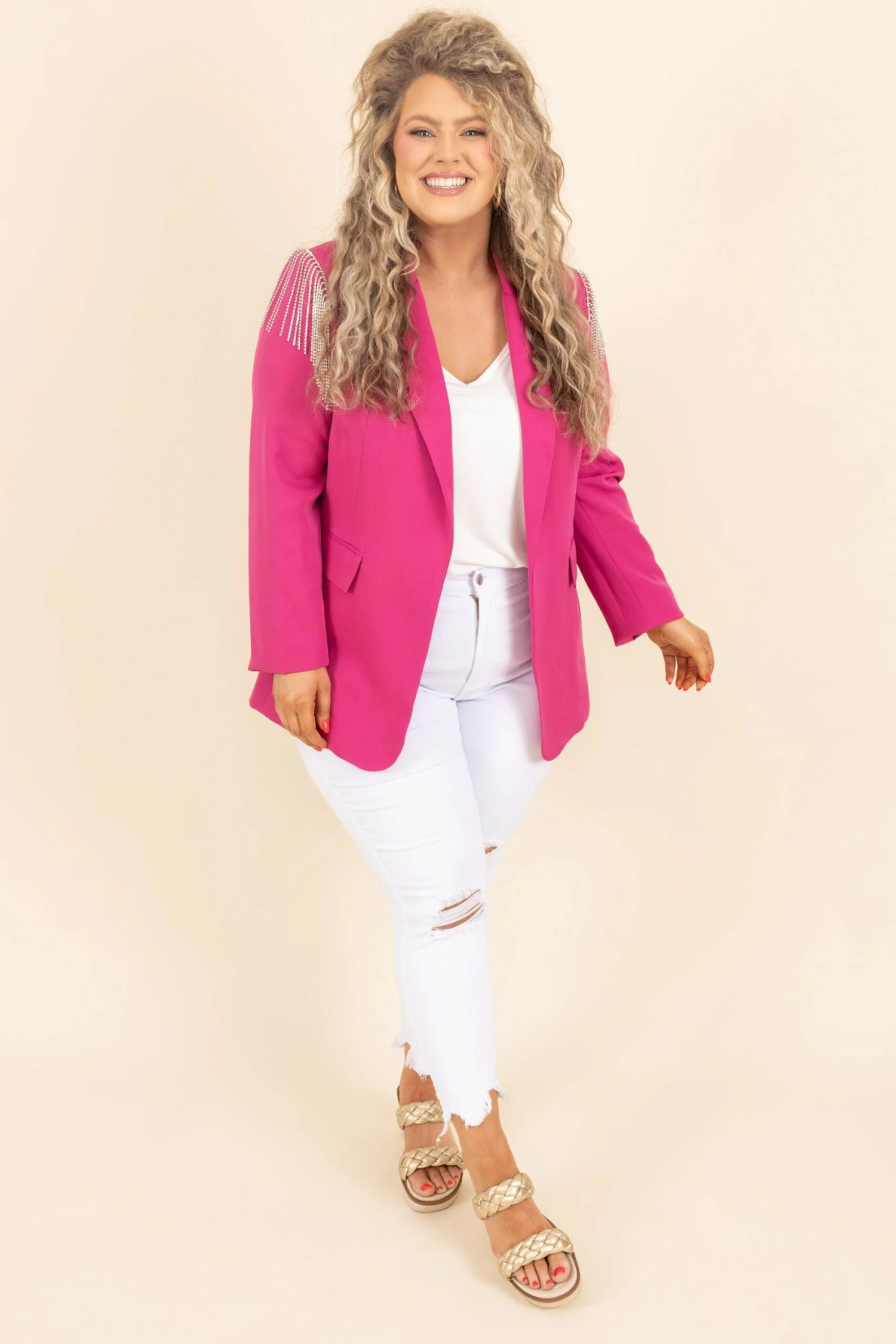 Glam And Glitz Blazer, Hot Pink 5 Glam And Glitz Blazer, Hot Pink - Image 3