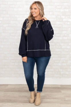 Beyond Basics -Beyond Basics LadyMayTop Navy 0043