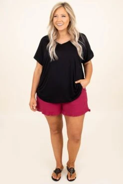 Sunkissed Daze Shorts, Maroon -Beyond Basics MyCharmingTop Black 3