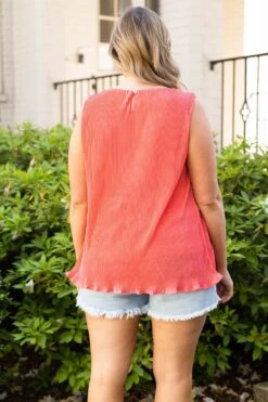 Pretty Pleats Tank, Coral -Beyond Basics PrettyPleatsTank Coral 1973