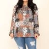 Safari Dreams Top, Caramel/Black/Ivory -Beyond Basics SafariDreamsTop Caramel Black Ivory 7558