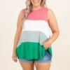 Sailboat Dreams Tank, Coral Multi -Beyond Basics SailboatDreamsTank CoralMulti 3529