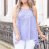 She Got Away Tank, Lavender -Beyond Basics SheGotAwayTank Lavender Ivory 9607
