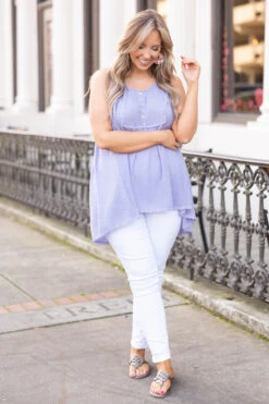 She Got Away Tank, Lavender -Beyond Basics SheGotAwayTank Lavender Ivory 9608