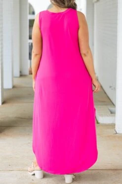 Simple Truths Midi Dress, Fuchsia -Beyond Basics SimpleTruthsMidiDress Fuchsia