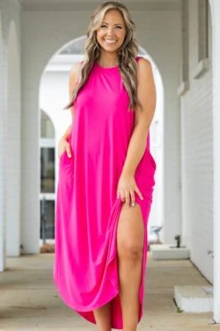 Simple Truths Midi Dress, Fuchsia