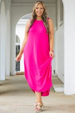 Simple Truths Midi Dress, Fuchsia -Beyond Basics SimpleTruthsMidiDress Fuchsia 5