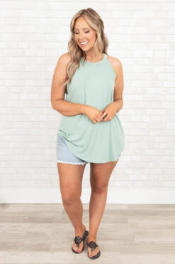 Simply Elegant Tank, Dusty Green -Beyond Basics SimplyElegantTank DustyGreen 9572