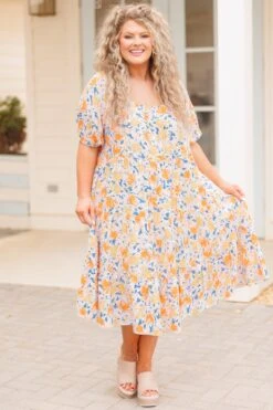 Squeeze Me Tight Dress, Orange Multi