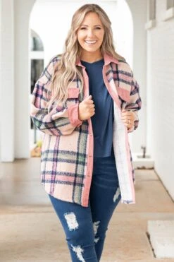 Staying Next To You Shacket, Pink