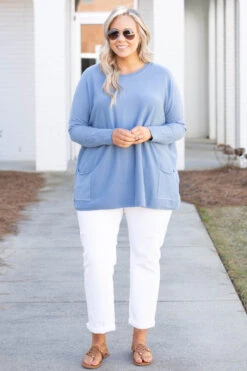 Always Loving Mom Jeans, White -Beyond Basics TheThrillOfTheDaySweater FadedDenim 2