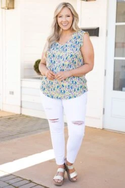 Los Angeles Love Jeans, White -Beyond Basics UptownMeetingTop Yellow 2141