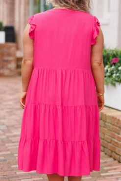 Wasting Your Time Midi Dress, Hot Pink -Beyond Basics WastingYourTimeMidiDress HotPink 1