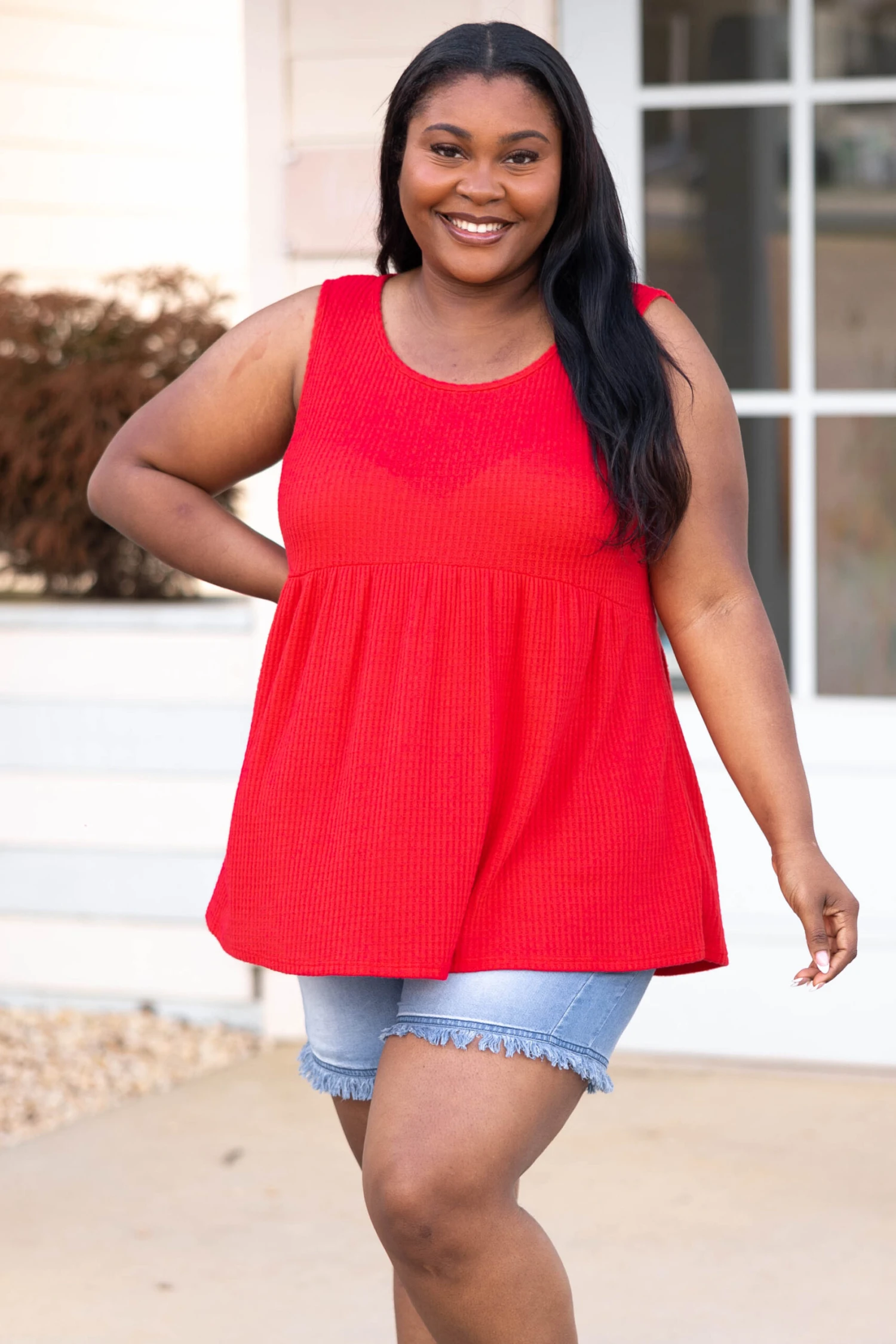 Weekender Waffle Babydoll, Red 4 Weekender Waffle Babydoll, Red - Image 2